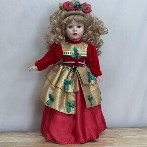 17” Vintage Christmas Porcelain Doll